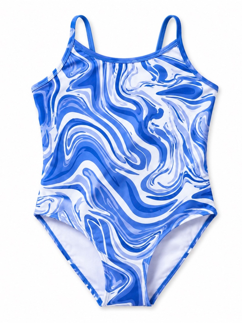 Girls' Blue Marble One-Piece Swimsuit - Kids Swim